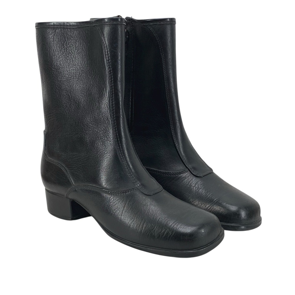 Vintage Sears Faux Leather Boots Size 7 M USA Made Waterproof Zip Lined